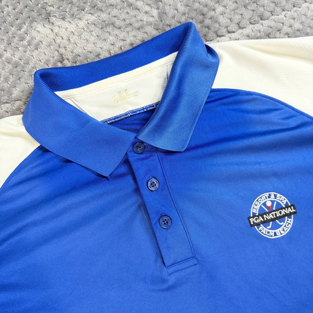 Under Armour Mens PGA National Polo Shirt Blue White HeatGear Golf Large L